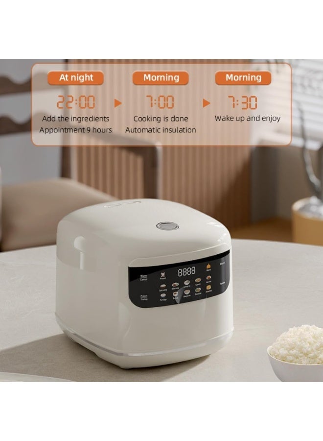 X الإصدار طباخ أرز بسعة 2 لتر مع قدر تبخير – طباخ متعدد الوظائف رقمي مزود بمؤقت وخاصية الحفاظ على السخونة، وعاء داخلي غير لاصق، سعة 4 أكواب لطهي الأرز، الشوربة، البيض والوجبات اليومية (لون كريمي) - Image 5